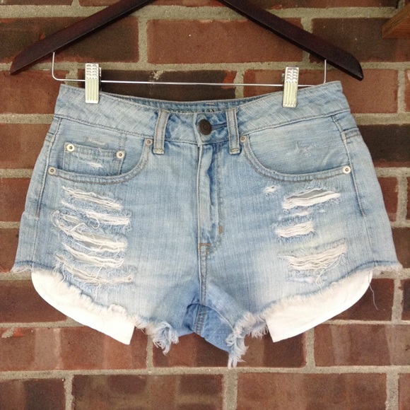 American Eagle Outfitters Pants - Distressed light wash jean shorts raw hem